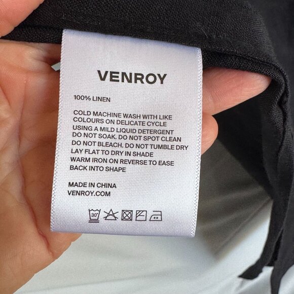 Venroy Black Gathered Linen Square Neck Strappy Column Shift Maxi Dress Size M - Picture 14 of 15